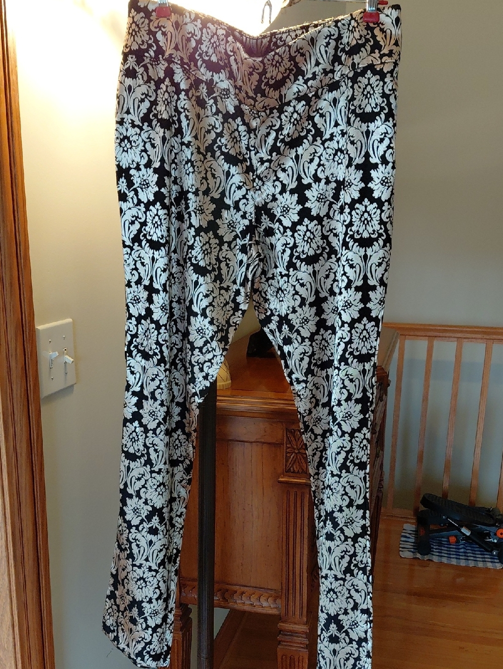 New York & Company Black and Gold Damask Dress Pants